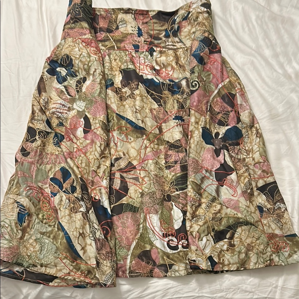 Chico's A-Line Embroidered Rich colored Midi Skirt